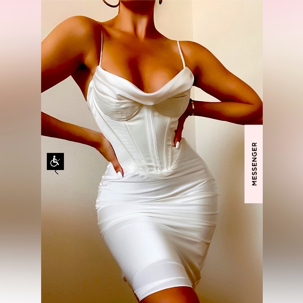 House of CB White Draped Corset Midi Dress